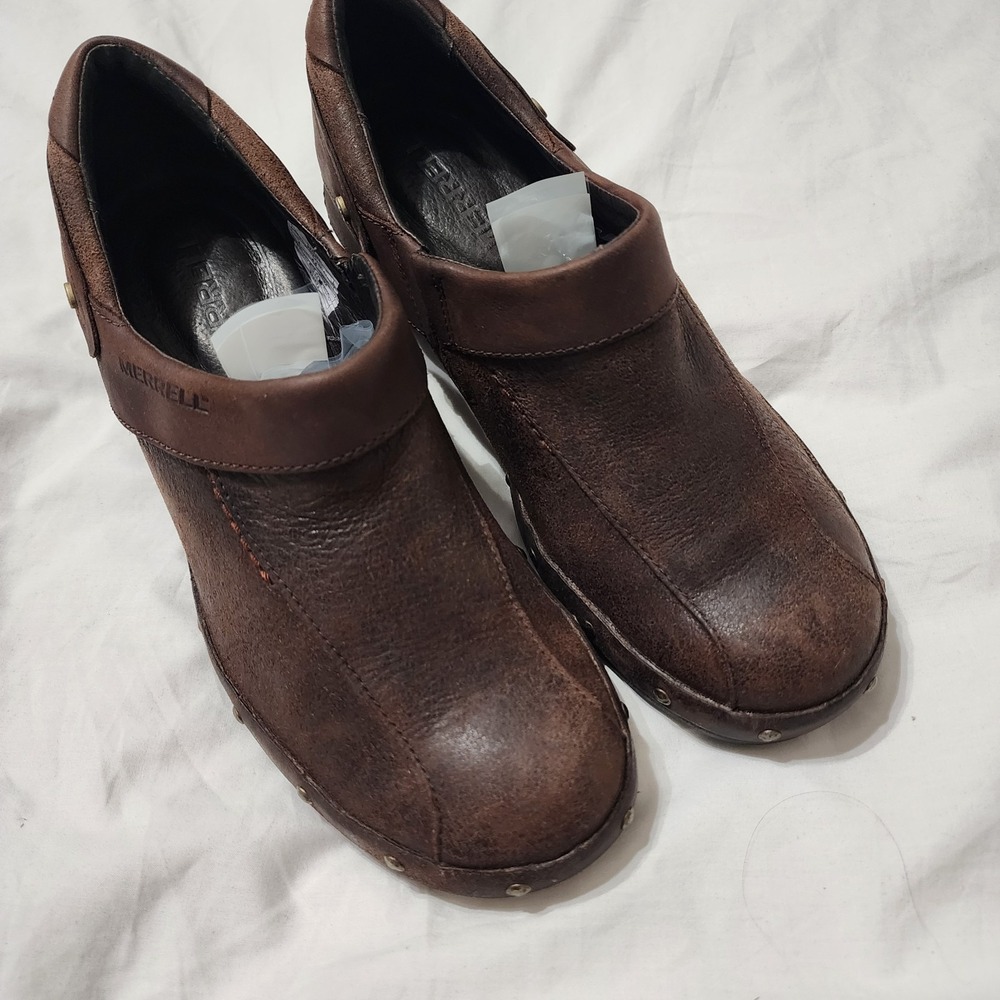 Merrell Luxe Espresso Leather Studded Performance Footwear Women's US 8‎
